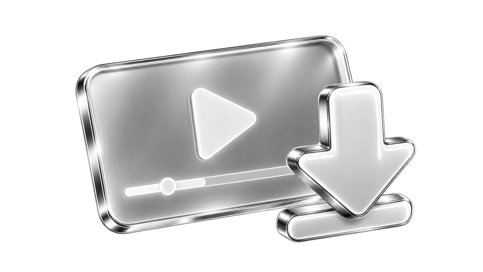 Downloadpfeil über einem illustrierten Videoplayer